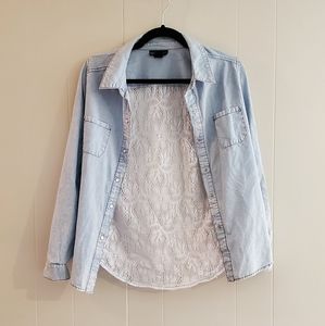 Jean Button up with white lace back